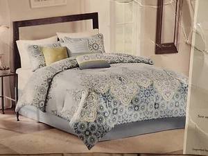 Madison Park 7 Piece Blue King Comforter Set - Picture 1 of 10