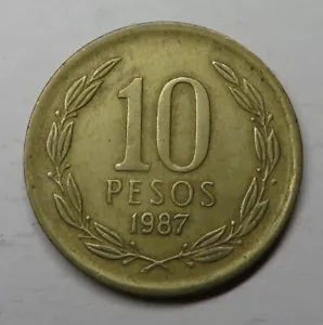 Chile 10 Pesos 1987 Aluminum-Bronze KM#218.1 - Picture 1 of 2