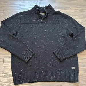 NWOT Lucky Brand Mens 3 button Pullover Knit Sweater XL Black NEW Knitwear - Picture 1 of 12