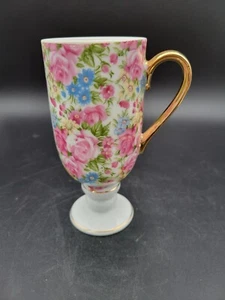 Royal Crown Pedestal Coffee Tea Tall Mug Cup Floral Gold  Japan - Picture 1 of 5