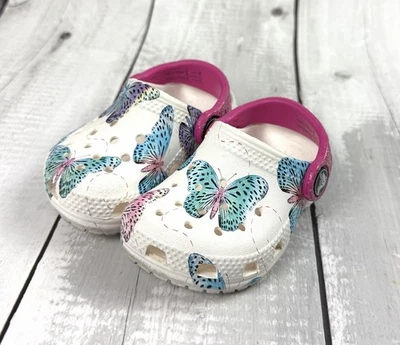 Zuecos Crocs Clásicos Estampado Mariposa Bebé Niño Pequeño Talla C 4 Sin Cordones Niñas 0152 Foto 1 de 4