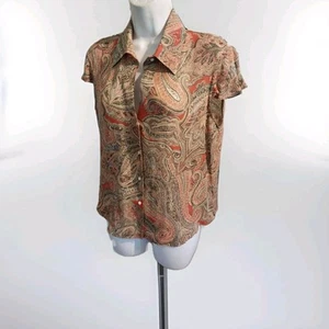 BLUSA 100% SEDA FIRMA JONES NEW YORK TALLA M CAMISA DELANTERA CACHEMIRA - Imagen 1 de 5