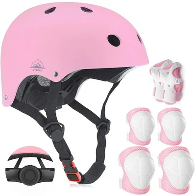 TCCVANAS Adjustable Kids Helmet with Knee Pad, Elbow Pads & Wrist Guards - Toddler Bik...