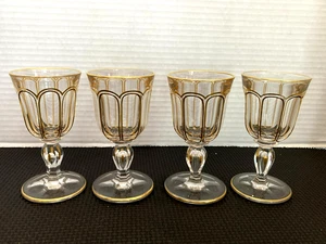 RARE ANTIQUE 4 MOSER CRYSTAL LIQUER GLASSES WITH GOLD ACCENTS - Picture 1 of 7