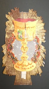 image pieuse  dorée a systeme calice et nativité - Imagen 1 de 2