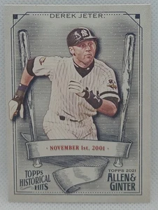 2021 Topps Allen & Ginter Derek Jeter Historical Hits NY New York Yankees HH-7 - Picture 1 of 2