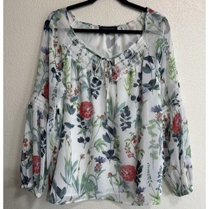 Women's Size XL Floral Peasant Top Resort Cottage Fairy Whimsical Boho Lined - Picture 1 of 14