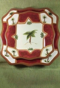 Juego de 2 Placas Cuadradas Mesas Galería Ilimitada MOLOKAI 10" y 8" Tropical  - Imagen 1 de 1