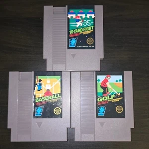 1985 Nintendo NES 3-Game Bundle [5 screw] Golf, Baseball & 10-Yard Fight - Picture 1 of 16