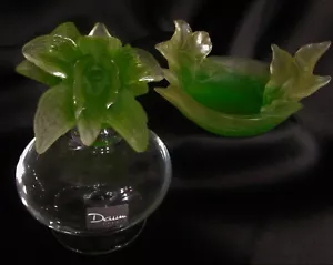 Daum France Pate de Verre Orchids Perfume and Dish are New, Signed, Unused !! - Picture 1 of 12