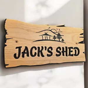 Personalised Oak Carved  Wooden Name Sign House Address  Plaque Gift Outdoor - Picture 1 of 13