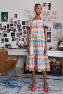 Vestido Horror Vacui Talla S ALBA Midi Colorido Arco Iris Informal Verano - Imagen 1 de 10