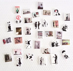 bANKSY EXHIBITION STREET ART GRAFFITI STICKER SET 33 RETRO VINTAGE neocurio - Picture 1 of 8