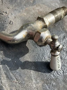 Antique Nickel Brass Capitol Faucet With Cold Porcelain Handle - Picture 1 of 9