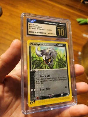 (POP 6) CGC 10 PRISTINE Poochyena EX Ruby & Sapphire 64/109 Pokemon Card - Image 1 of 4