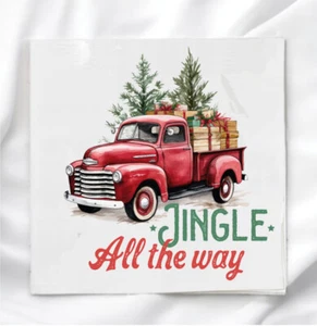 Panel de tela rojo para camión de Navidad Jingle All The Way para acolchado bloque de edredón - Imagen 1 de 2