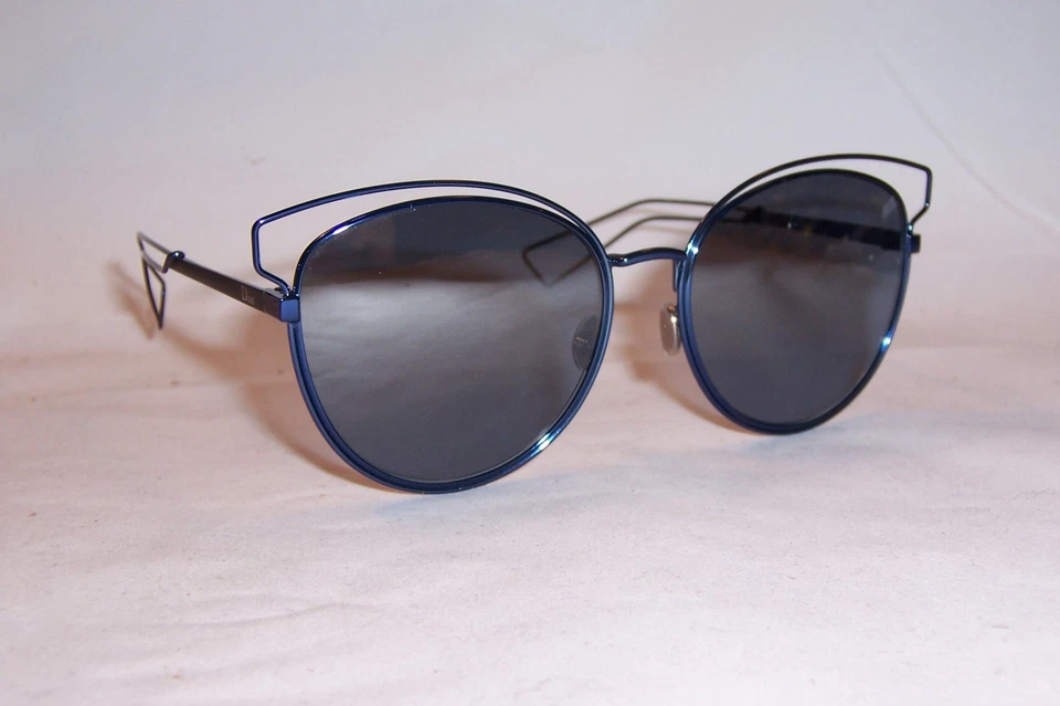 Christian Dior SIDERAL 2 Navy Blue Silver Mirrored Metal Oversized Sunglasses