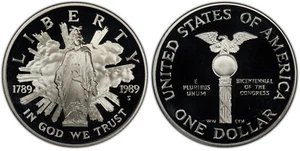USA 1 dolar plata 1989 S proof BICENTENARIO DEL CONGRESO - silver Dollar - Imagen 1 de 1