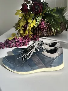 BASE LONDON ECLIPSE Zapatos Tenis de Cuero Azul con Cordones EU 41/US 9.5 Raros - Imagen 1 de 12