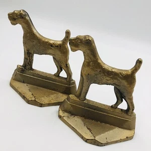 TERRIER DOG Art Deco Cast Iron Bookends Doorstop Statue CONNECTICUT FOUNDRY 1929 - Picture 1 of 8