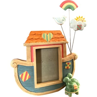 Vintage Burnes Of Boston Boat Rainbow Turtles Blue Bird Photo Picture Frame - Image 1 of 4