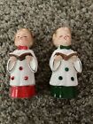 Lot X2 Vintage Christmas Inarco Choir Boy Figurines Red & Green E-3506 W/ Jewels
