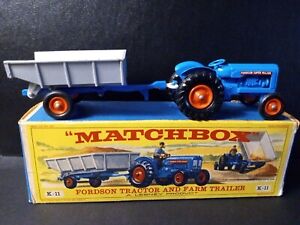 Matchbox K-11 Fordson Tractor & Trailer  1963 NM  In Original K3 Box