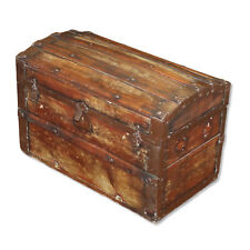 Small Natural Wood Dome Camel Top Antique Steamer Trunk 28" Free Shipping