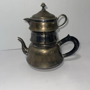 Vintage Unique Silver Plated Tea Set Coffee Pot Creamer Sugar Bowl Stackable MCM - Bild 1 von 7