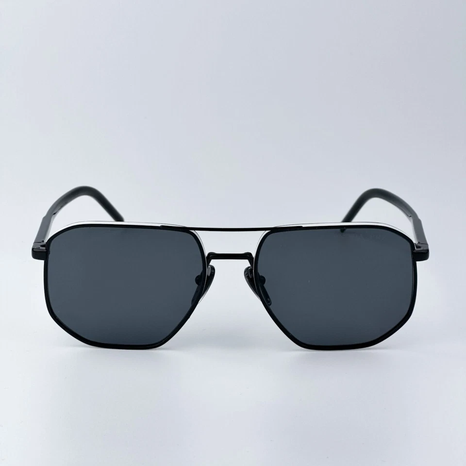 Prada Men Sunglasses Black Polarized Dark Grey Pilot PR59YS 1AB5Z1