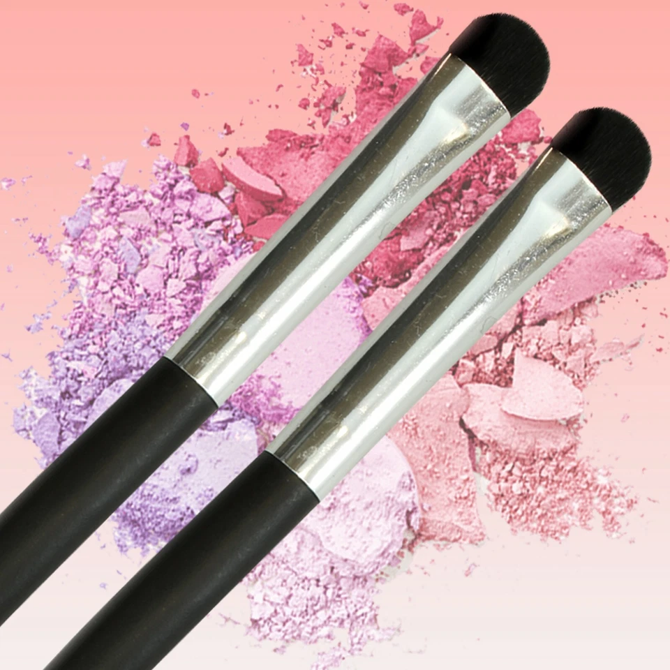 2 x EYESHADOW SMUDGING BRUSHES Dense Flat Round Smokey Eye Liner Shadow Blending