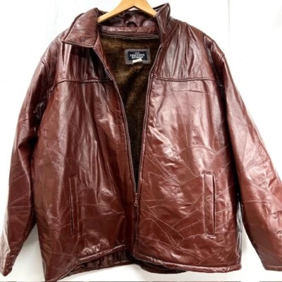 Haband Executive Division Leather Jacket  Patches  Stitch ChocoBrown Men 3X(J12) - Image 1 of 4