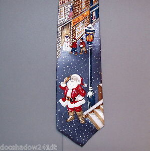 Andhurst SANTA on the CELL PHONE Holiday 56" Silk Neck Tie made in USA #710