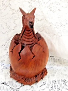 WOODEN DRAGON EGG LARGE WOOD FIGURINE 8" X 5 " X 5" WD168A NEW BOXED - Picture 1 of 5