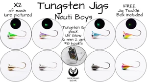TUNGSTEN 16er Pack UV Glow 6mm Eisangeln Jigs GRATIS Tackle Box Köder 2g #8 Crappie - Bild 1 von 6