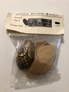 Antique Drapery Rod Co. Finials 2 Pineapple Antique Gold NEW SEALED Made USA - Picture 1 of 4