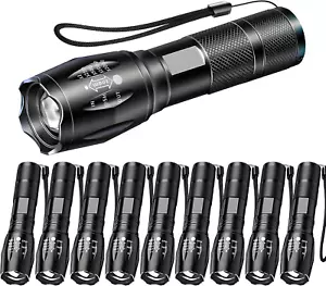 LED Flashlights 10 Pack, Bright Tactical Flashlight 2000 High Lumens with 5 Mode - Picture 1 of 12