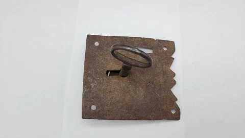 Antique Iron Skeleton Lock and Key Door Hardware, Working Cover
