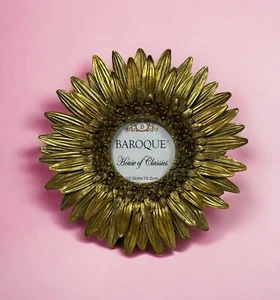 Playful Photo Picture Frame Baroque Gold Flower Sun Round 28cm New - Picture 1 of 5
