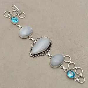 Oweyee Opal Gemstone 925 Sterling Silver Bracelet Handmade Jewelry 7-8" - Picture 1 of 6