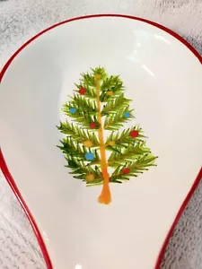 Christmas Tree Holiday Spoon Rest Gibson Hand Painted Ceramic Festive preowned - Bild 1 von 8