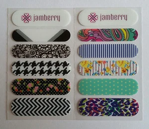 Jamberry Nail Wrap Sample Sheets 2014 Rare Retired Designs Paisley Black Lace - Picture 1 of 5