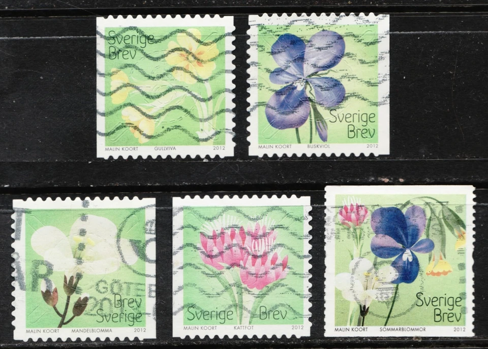 2012 Sweden Brev Sverige / Sc #2691-92d / Flowers. Used postage stamps Cv $8.75 - Image 1 of 1