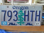 Oregon License Plate 793 HTH  Silver w/ Blue Letters 2017