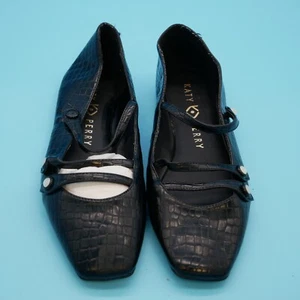 Katy Perry Women's The Evie Button Flat Ballet Black US Size 7.5 - Picture 1 of 5