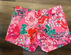 CUTE LILLY PULITZER 🌷Womens Pink Green Floral Aide Shorts Size 0/ 5" Inseam - Picture 1 of 3