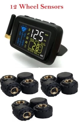 SYKIK-TPMS 12wheel Real Time Tire Pressure Monitoring System for,RVs &Trucks(12) - Image 1 of 4