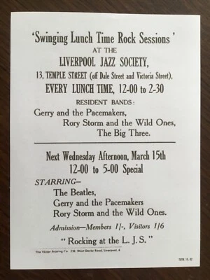THE BEATLES  AT THE LIVERPOOL JAZZ SOCIETY : FLYER/POSTER *(Reproduction)* - Image 1 of 3