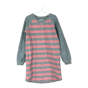 Hanna Andersson Stripe French Terry Dress Size 8 (130) Sweatshirt Pink Gray - Picture 1 of 5
