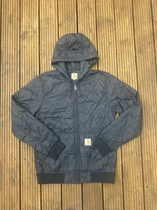 Carhartt WIP Nylon Navy Blue Hooded Quilted Full Zip Active Jacket | Large - Picture 1 of 18